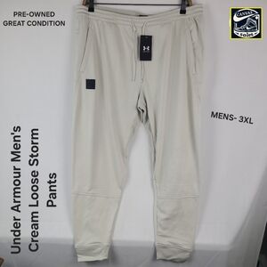 [M-3XL] Under Armour Men's Cream Loose Storm Pants